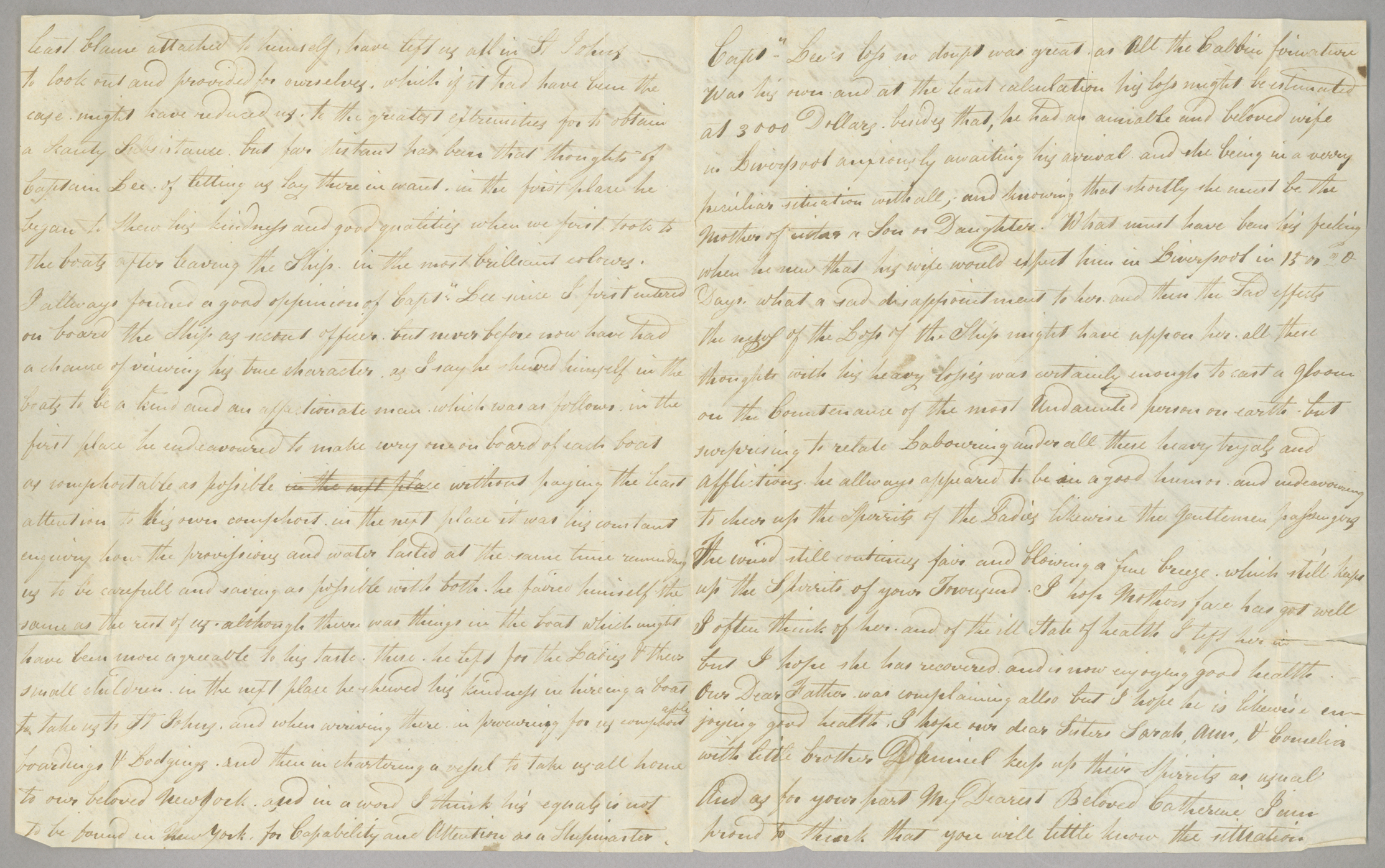 Letter, Hewlett T[ownsend] Coles, at sea, to Catherine V[an Suydam] Coles, n.p., Pages 2-3