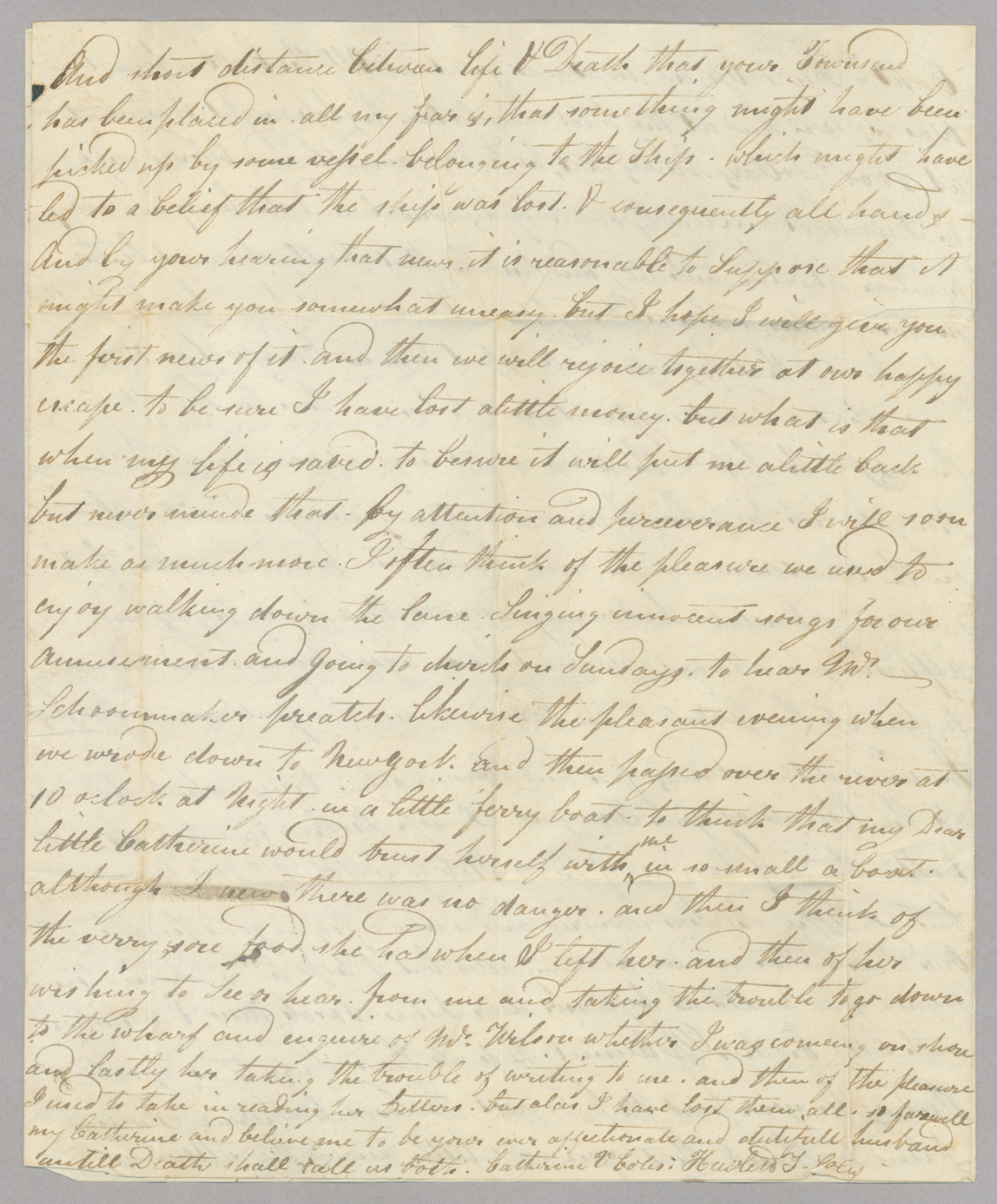 Letter, Hewlett T[ownsend] Coles, at sea, to Catherine V[an Suydam] Coles, n.p., Page 4