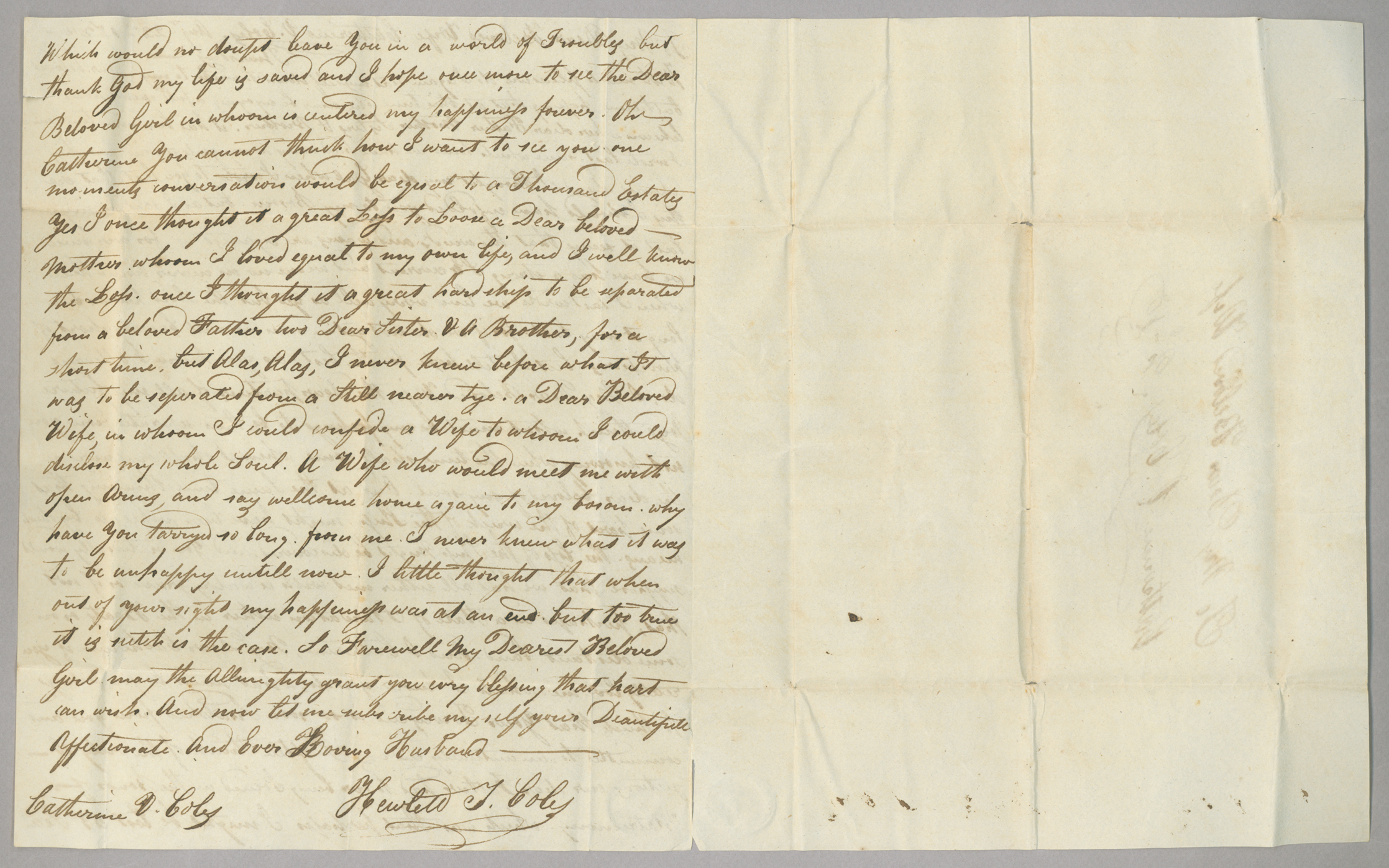 Letter, Hewlett T[ownsend] Coles, n.p., to Catherine V[an Suydam] Coles, n.p., Pages 2-3