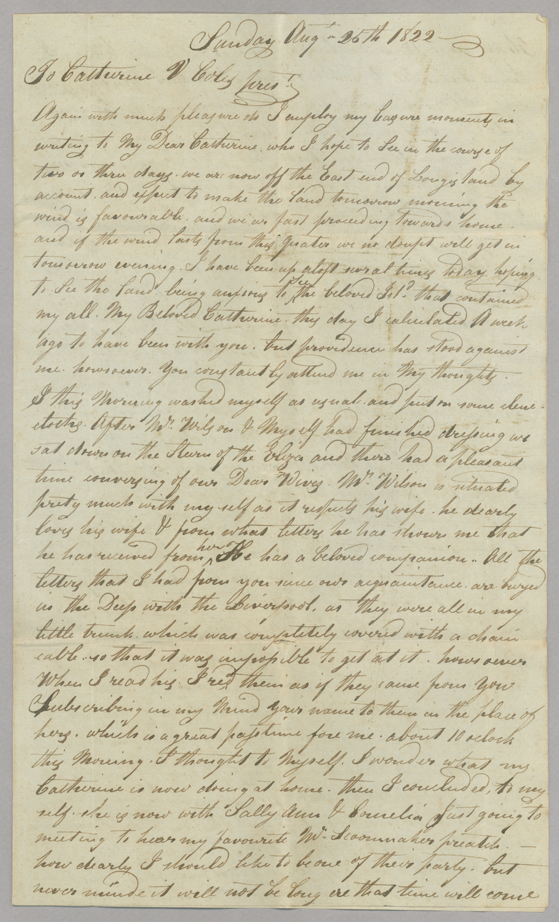 Letter, Hewlett T[ownsend] Coles, n.p., to Catherine V[an Suydam] Coles, n.p., Page 1
