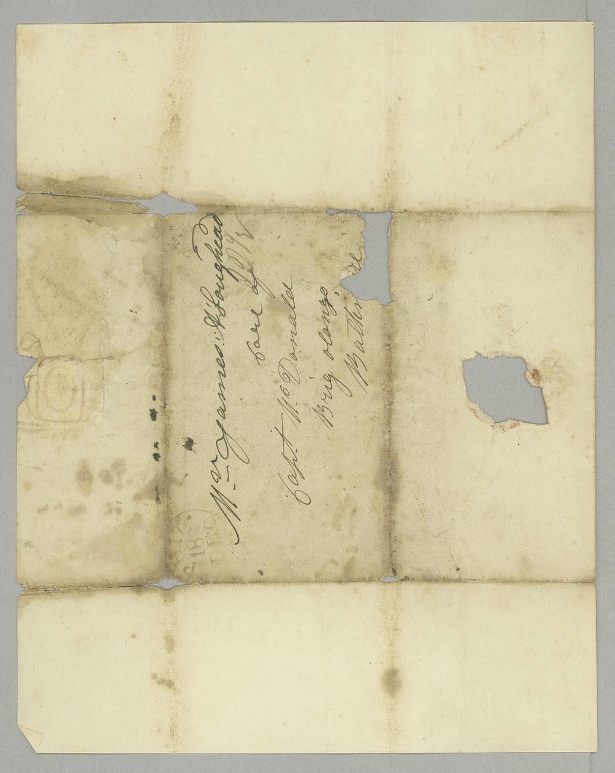 Letter, R[obert] L. and Martha Loughead, Philadelphia, Pennsylvania, to James A. Loughead, Baltimore, Maryland, Address Leaf