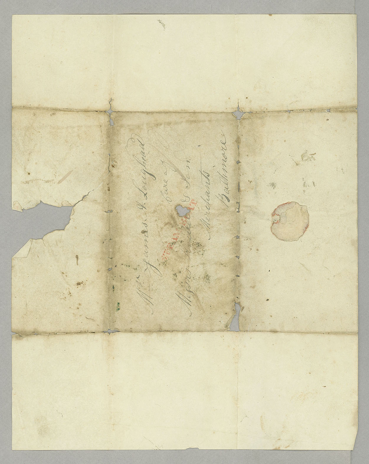 Letter, Robert [L.] and Martha Loughead, Philadelphia, Pennsylvania, to James A. Loughead, Baltimore, Maryland, Address Leaf