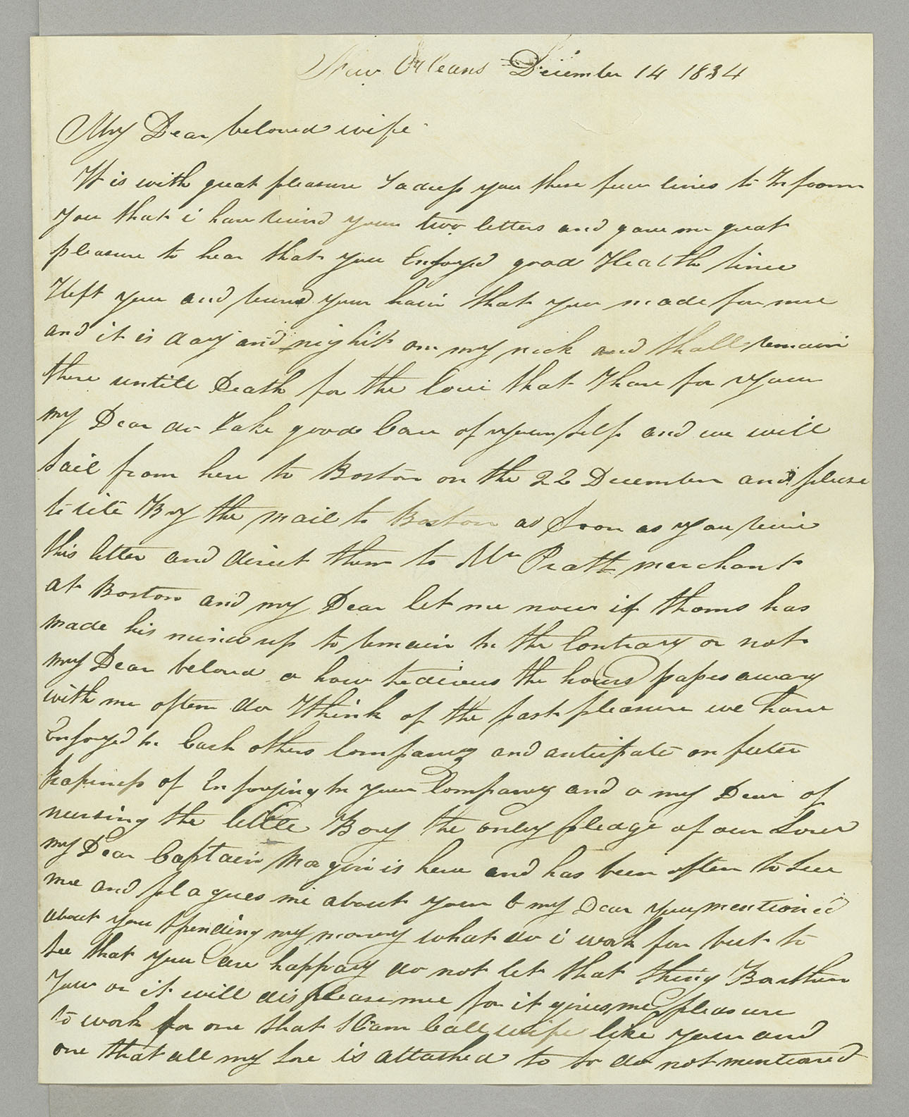 Letter, James A. Loughead, New Orleans, Louisiana, to Elizabeth [Jones] Loughead, Philadelphia, Pennsylvania, Page 1