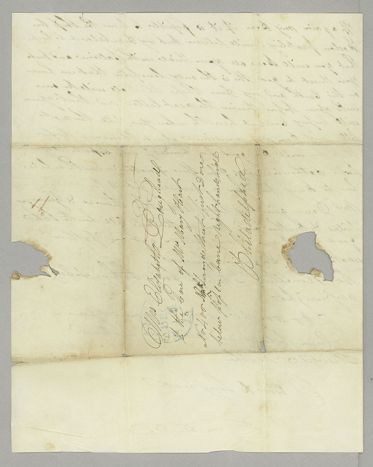 Letter, James A. Loughead, New Orleans, Louisiana, to Elizabeth [Jones] Loughead, Philadelphia, Pennsylvania, Address Leaf