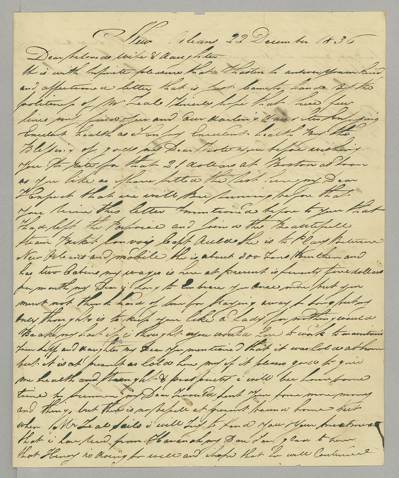 Letter, James A. Loughead, New Orleans, Louisiana, to Elizabeth Jones Loughead, Philadelphia, Pennsylvania, Page 1