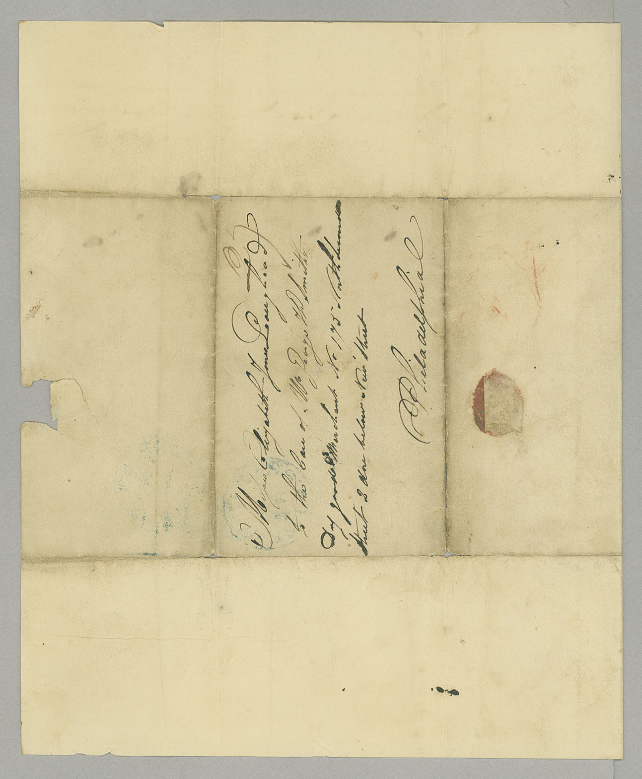 Letter, James A. Loughead, New Orleans, Louisiana, to Elizabeth Jones Loughead, Philadelphia, Pennsylvania, Address Leaf