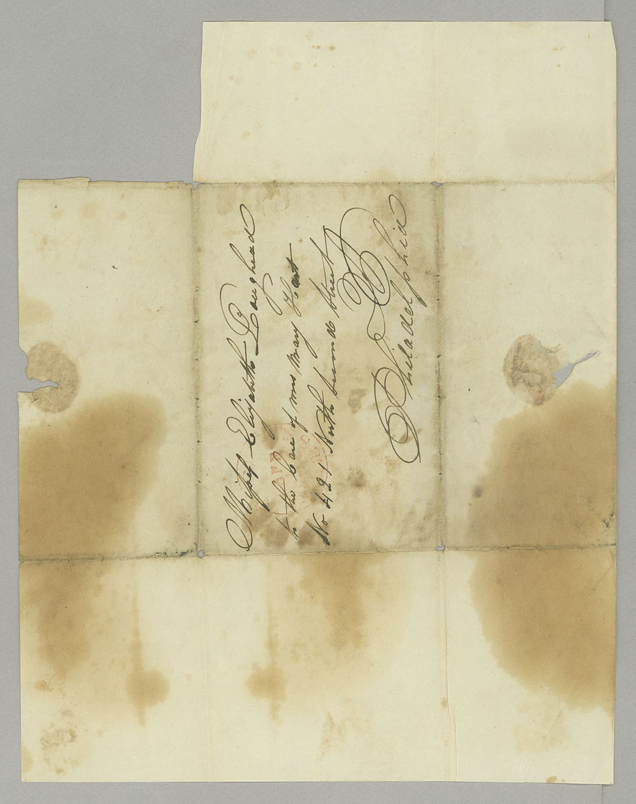 Letter, James A. Loughead, Galveston Bay, Texas, to Elizabeth Loughead, Philadelphia, Pennyslvania, Address Leaf