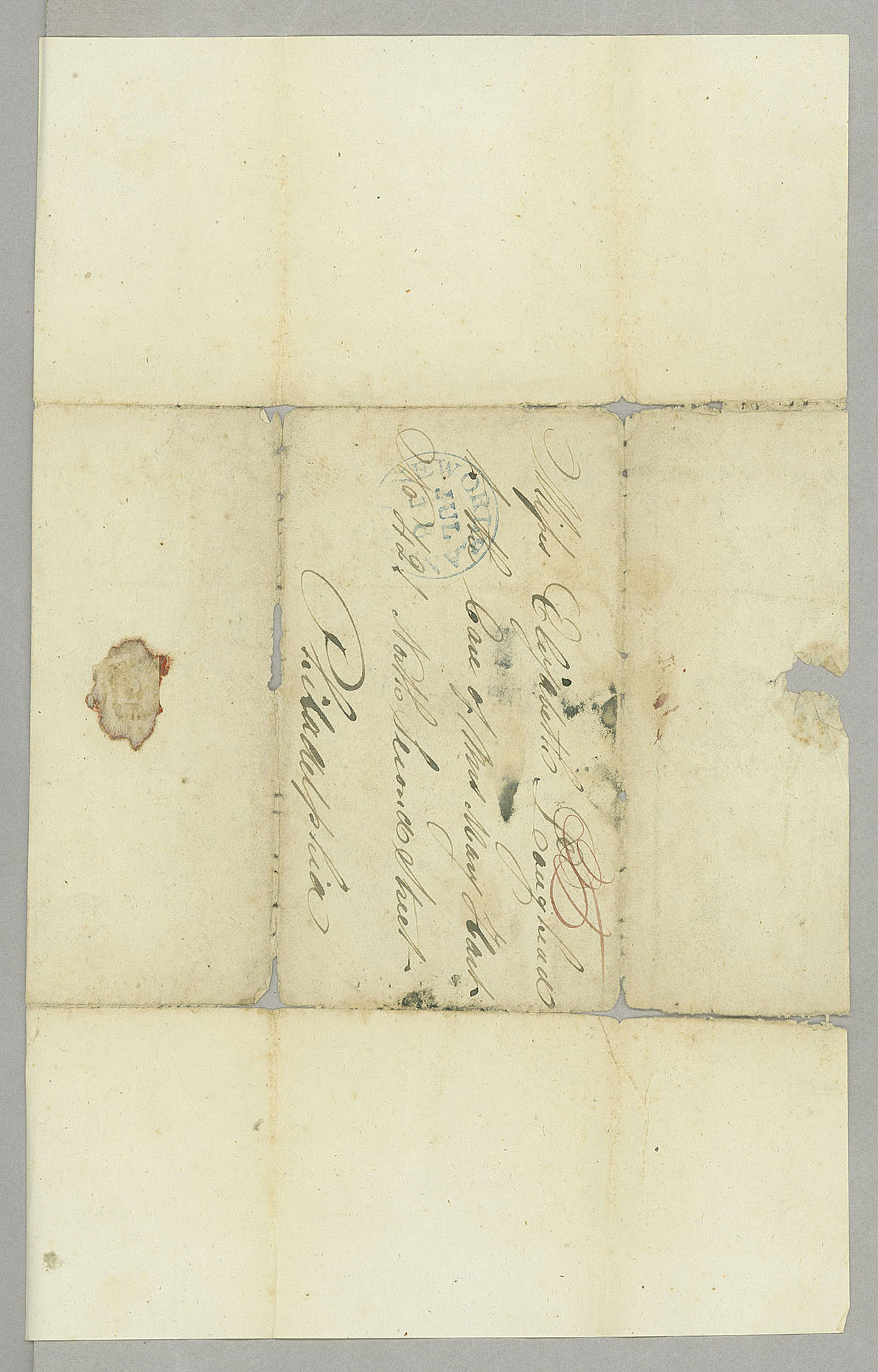 Letter, James A. Loughead, New Orleans, Louisiana, to Elizabeth [Jones] Loughead, Philadelphia, Pennsylvania, Address Leaf