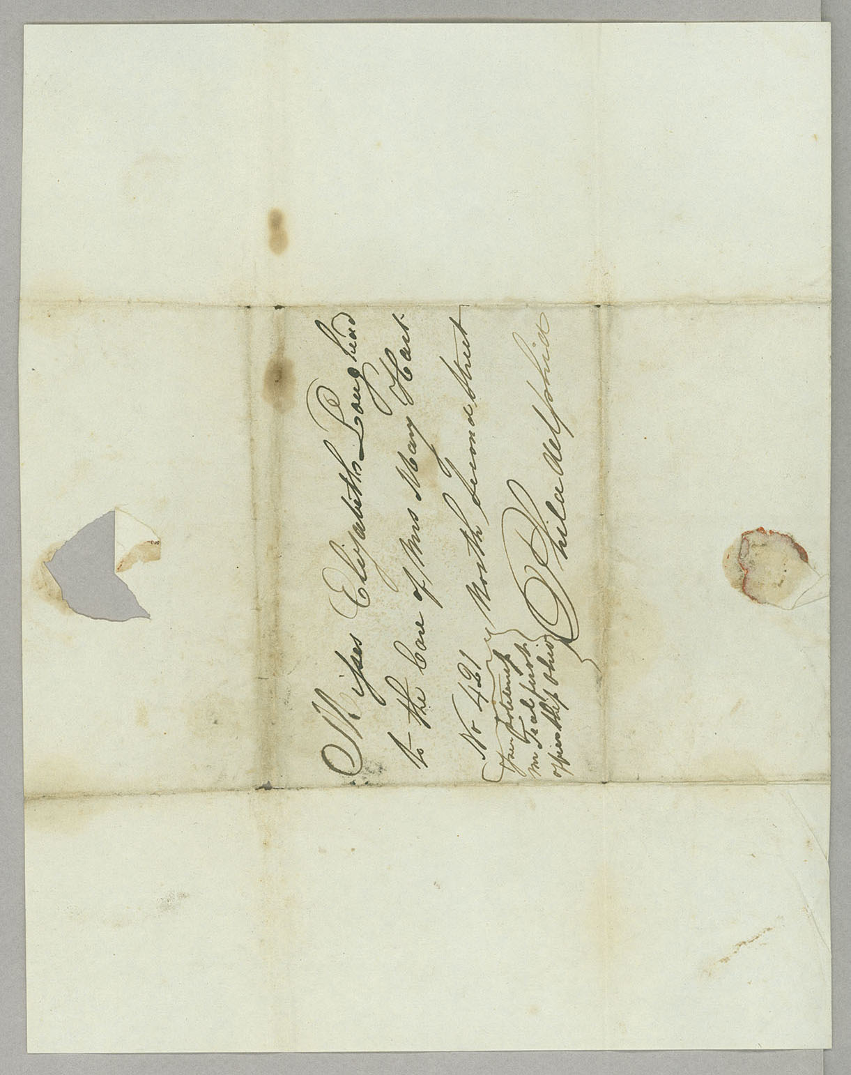 Letter, James A. Loughead, New Orleans, Louisiana, to Elizabeth Loughead, Philadelphia, Pennsylvania, Address Leaf