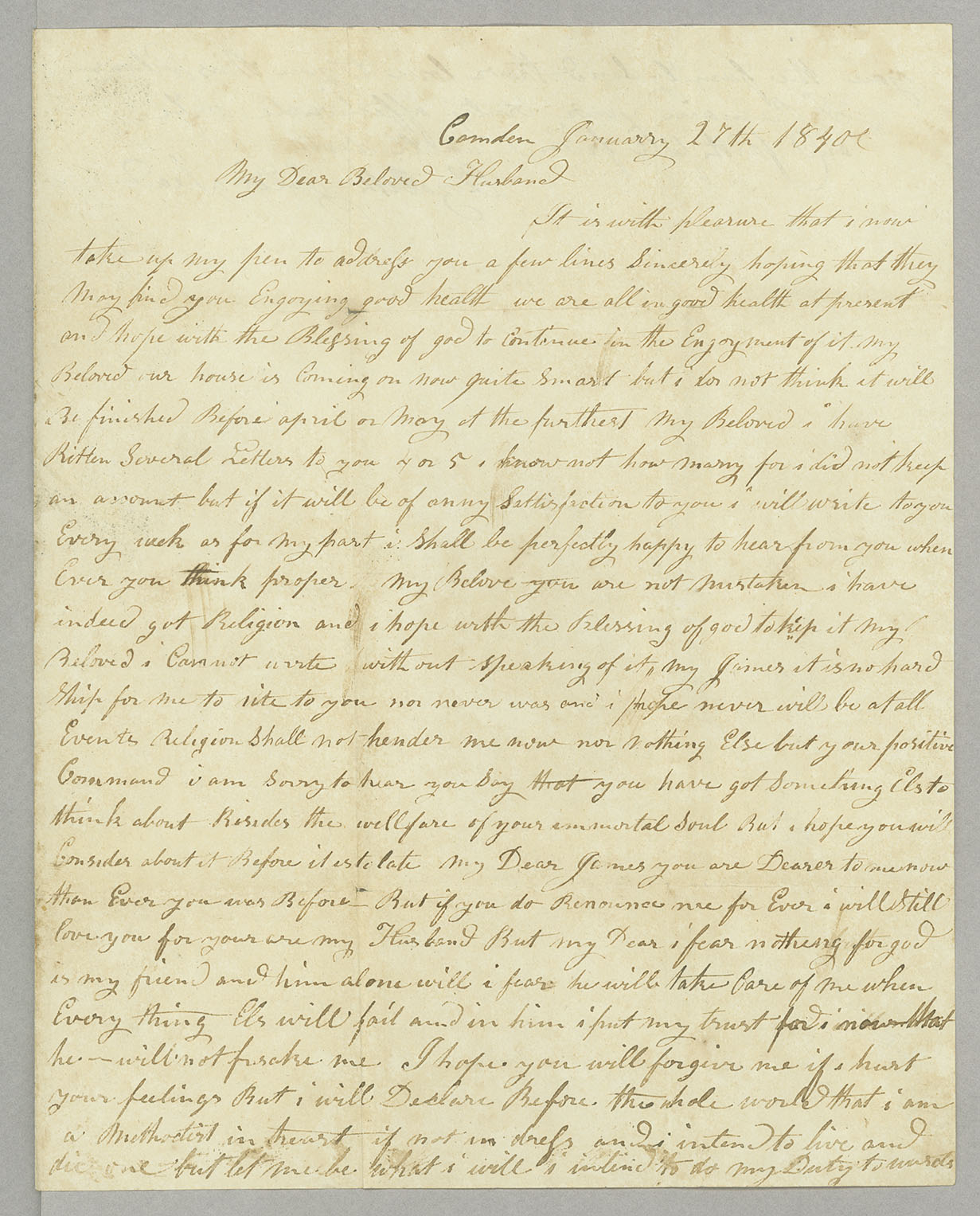 Letter, Elizabeth J. Loughead, Camden, [New Jersey], to James A. Loughead, New Orleans, Louisiana, Page 1