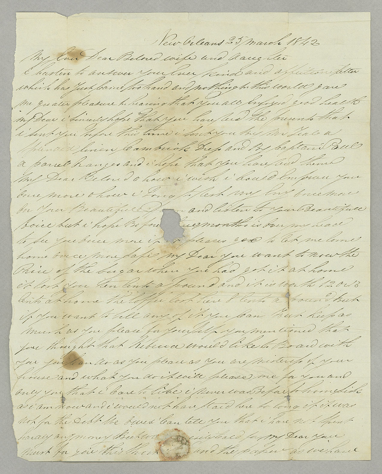 Letter, James [A.] Loughead, New Orleans, Louisiana, to Elizabeth Loughead, Philadelphia, Pennsylvania, Page 1