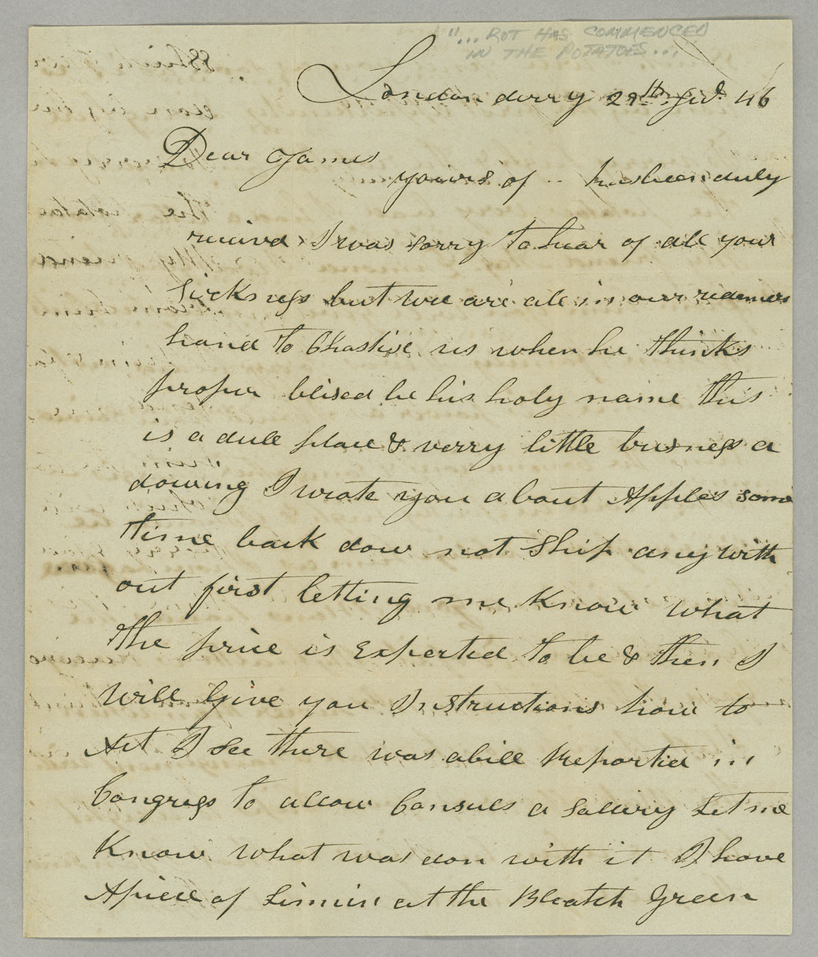 Letter, Rob[ert] L. Loughead, Londonderry, Ireland, to "Dear James" [James A. Loughead], n.p., Page 1