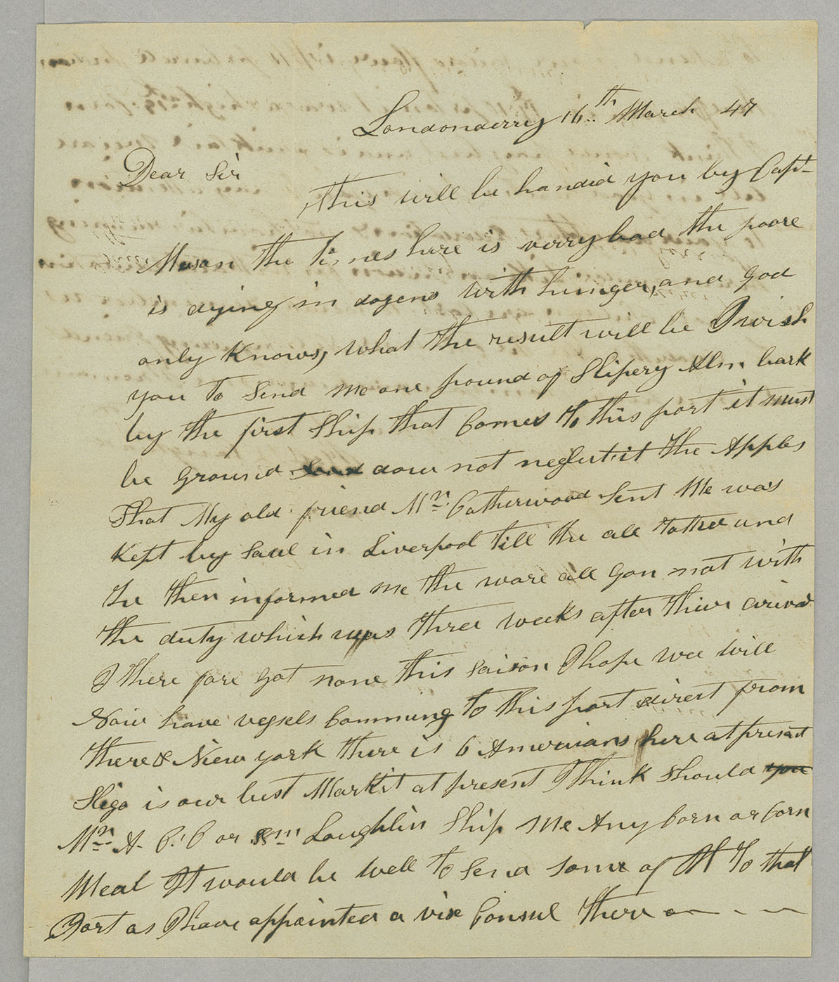 Letter, Rob[ert] L. Loughead, Londonderry, Ireland, to James A. Loughead, Camden, New Jersey, Page 1