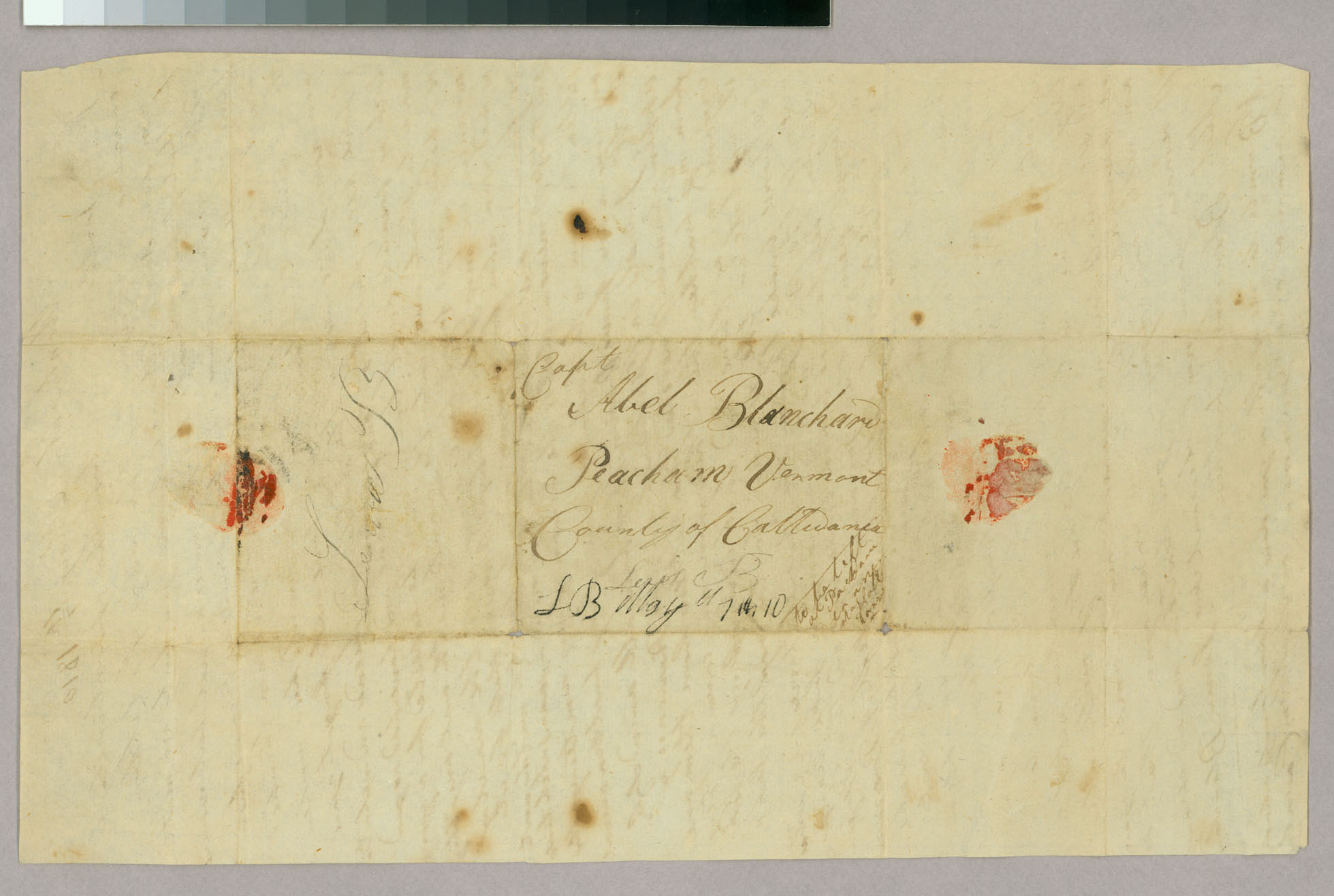 Letter, Lewis Blanchard, Montreal, Lower Canada, to Capt Abel Blanchard, Peacham, Vermont, Address Leaf