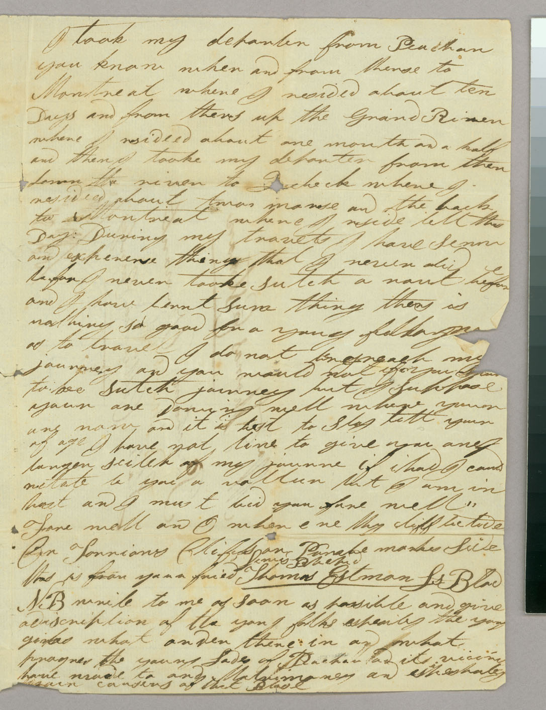 Letter, [Lewis Blanchard], Montreal, Lower Canada, to Mr Thomas Estman, Peacham, Vermont, Page 2