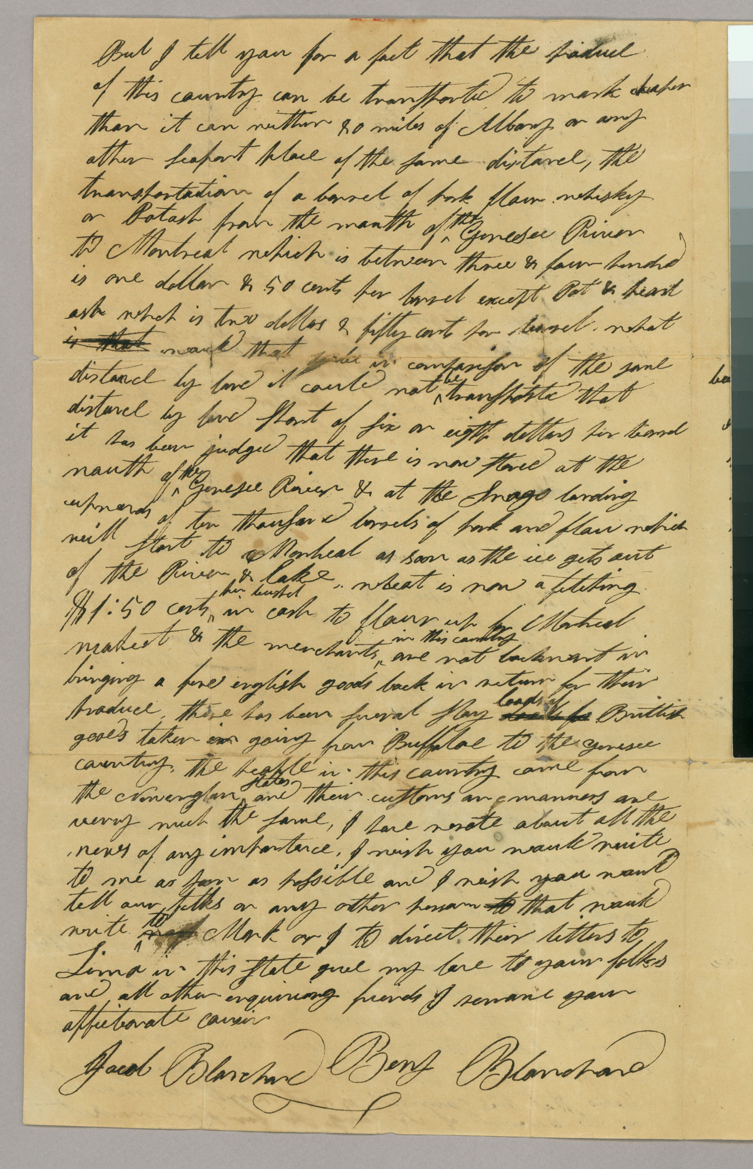 Letter, Benj[amin] Blanchard, Lima, New York, to Mr Jacob Blanchard, Peacham, Vermont, Page 2