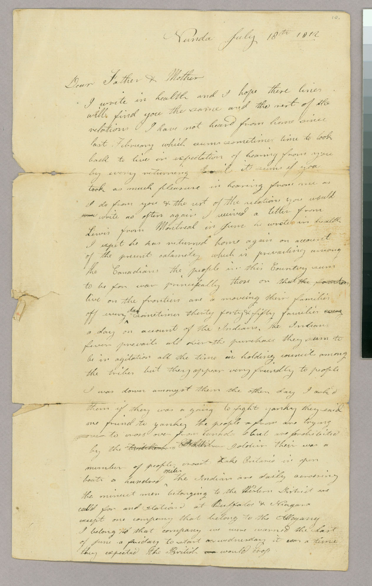 Letter, Mark Blanchard, Nunda, New York, to Abel Blanchard, Peacham, Vermont, Page 1