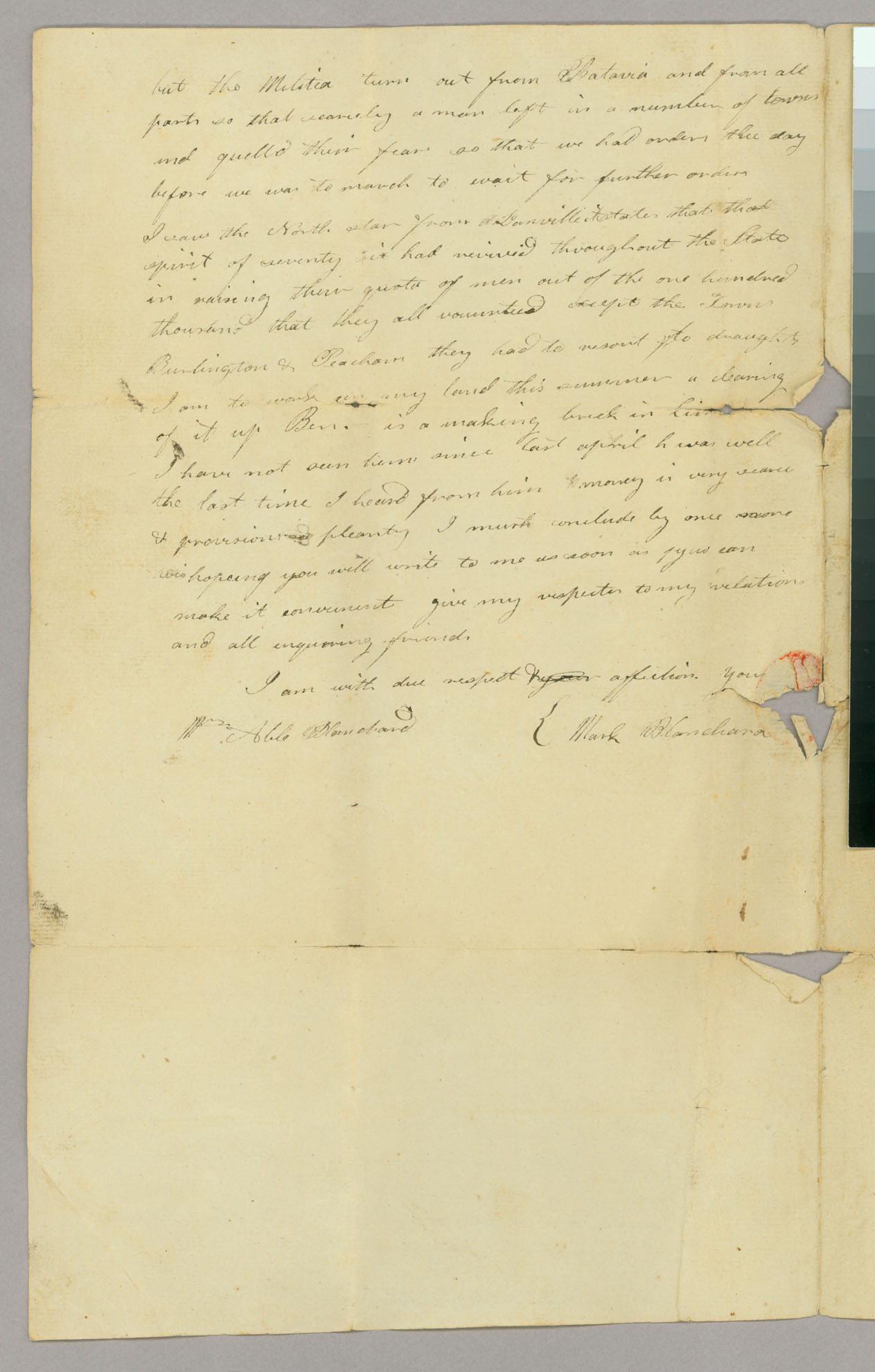 Letter, Mark Blanchard, Nunda, New York, to Abel Blanchard, Peacham, Vermont, Page 2