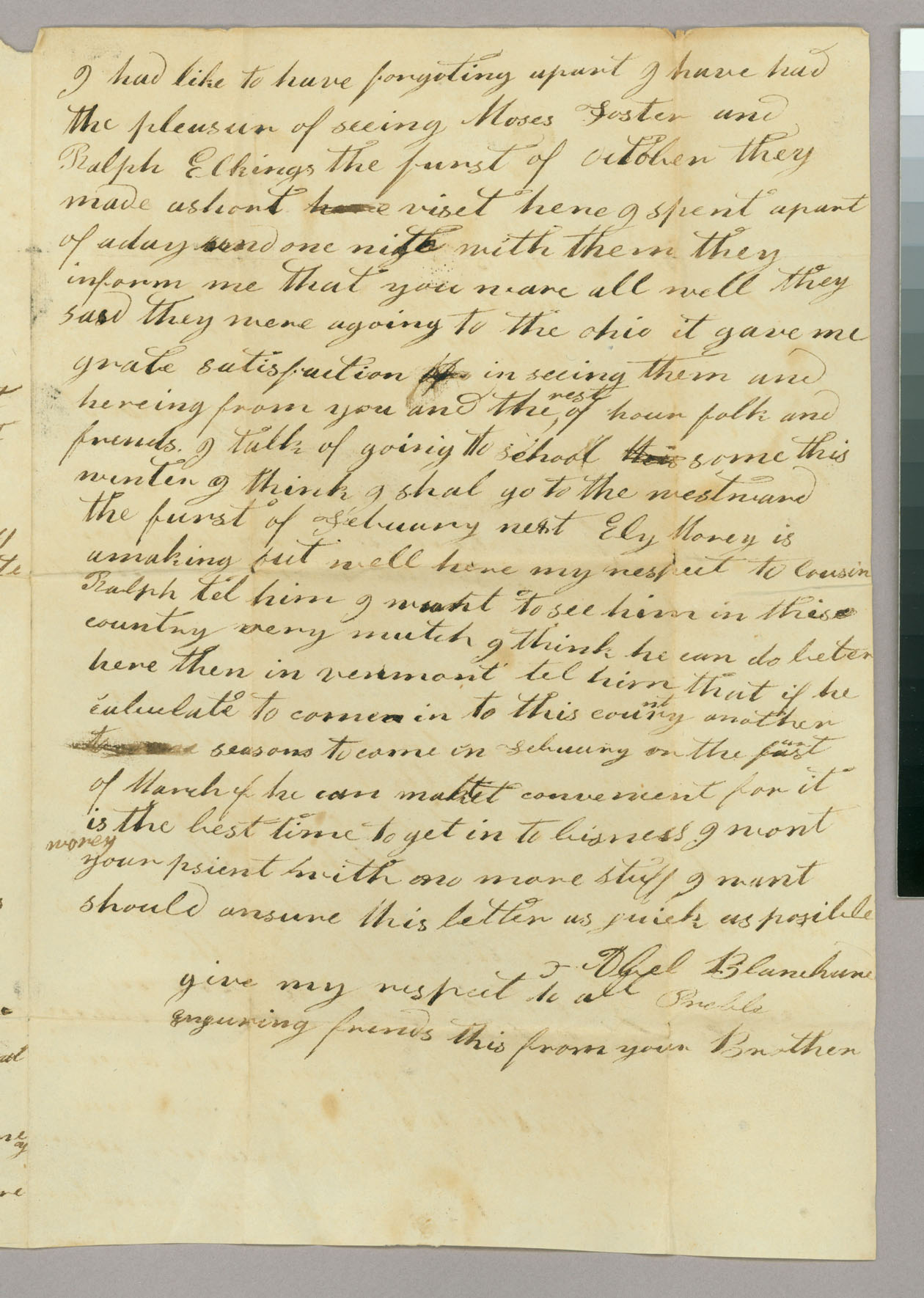 Letter, Abel Blanchard, [Jr.], Preble, New York, to Hazen Blanchard, Peacham, Vermont, Page 2