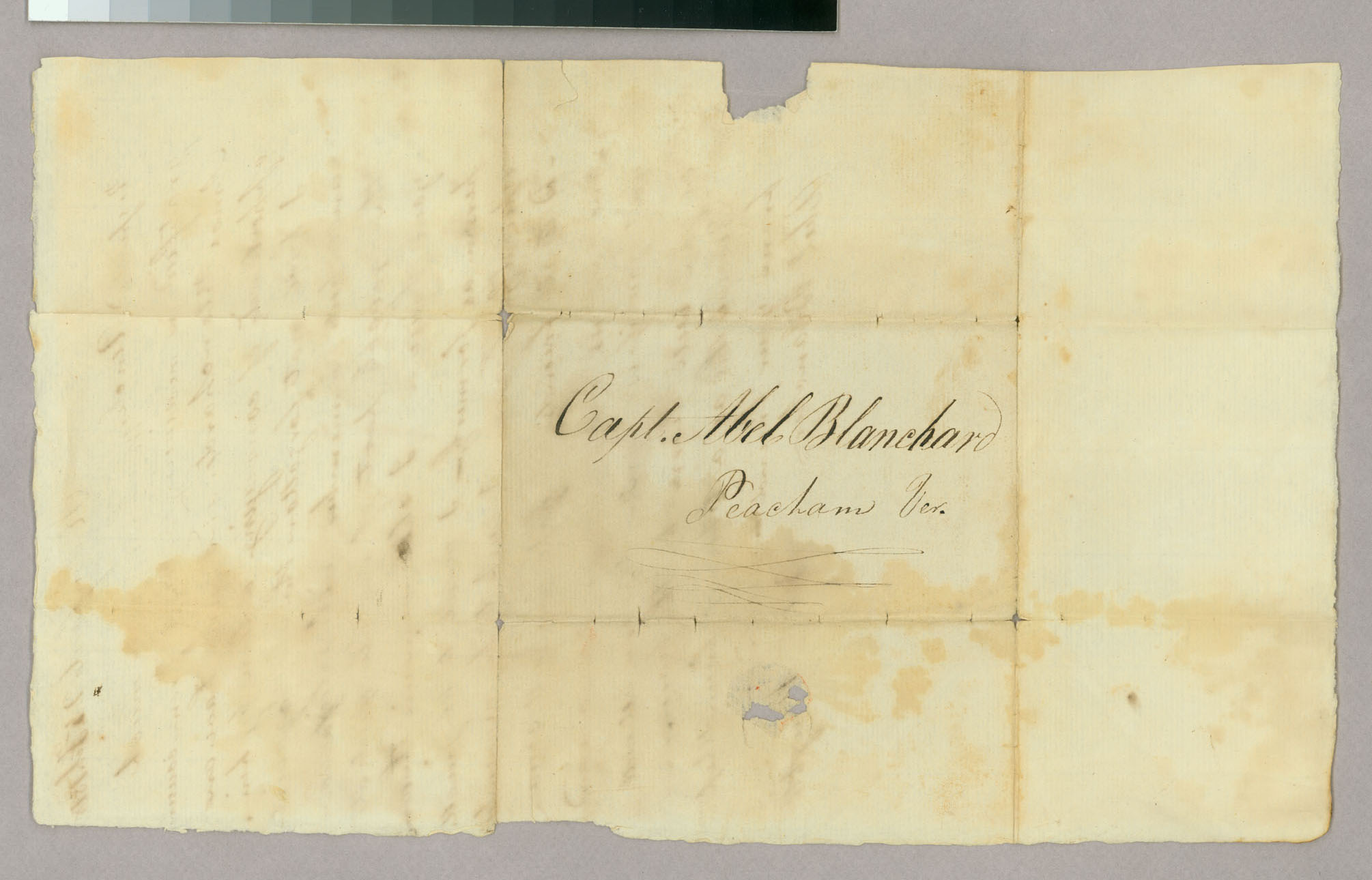 Letter, Betsey Knight, Rumford, Maine, to Capt. Abel Blanchard, Peacham, Vermont, Address Leaf