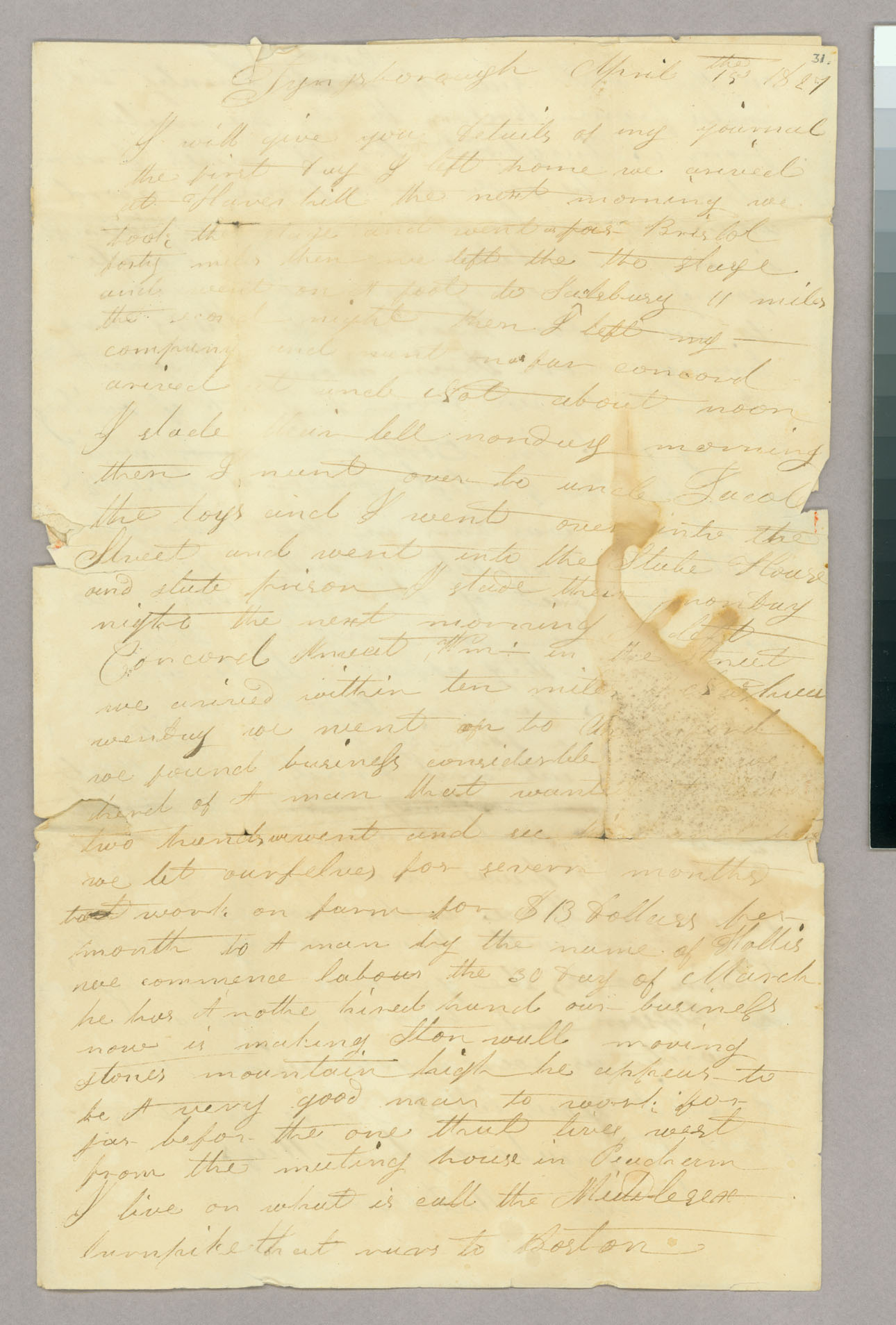 Letter, Barnes Blanchard, Tyngsborough, Massachusetts, to Hazen Blanchard, Peacham, Vermont, Page 1