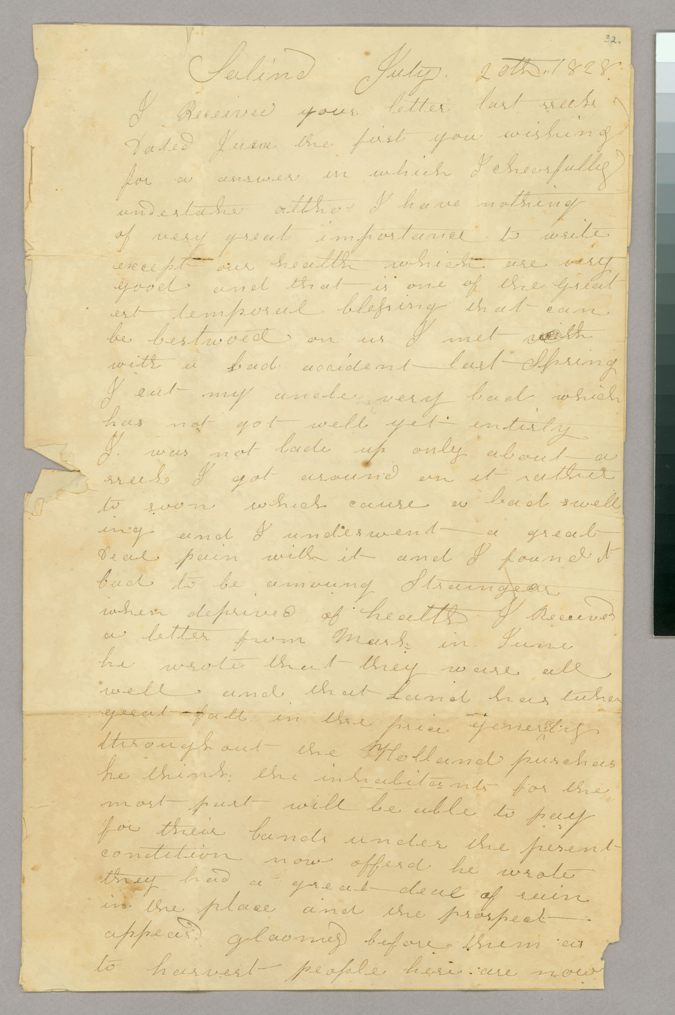 Letter, Barnes Blanchard, Salina, New York, to Mr Hazen Blanchard, Peacham, Vermont, Page 1