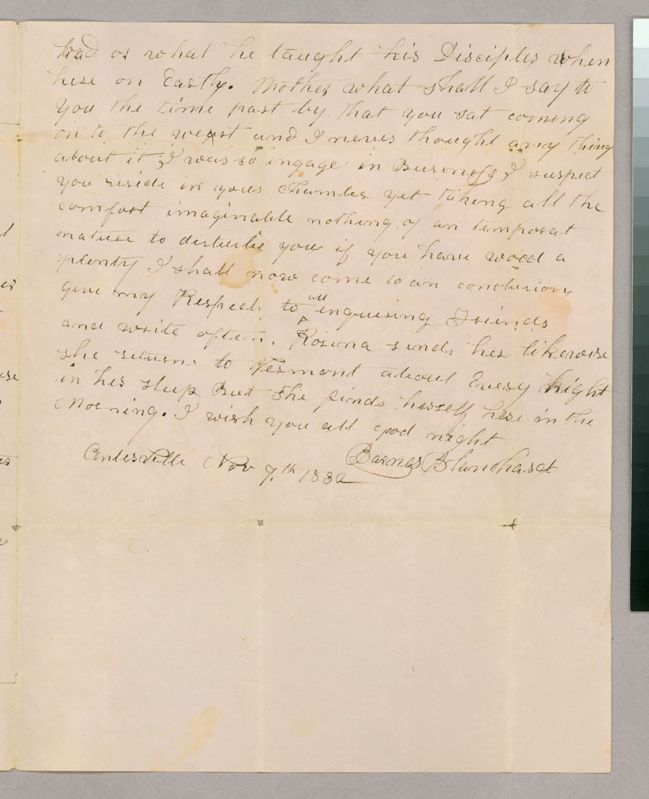 Letter, Barnes Blanchard, Centerville, New York, to Mr Hazen Blanchard, Peacham, Vermont, Page 3