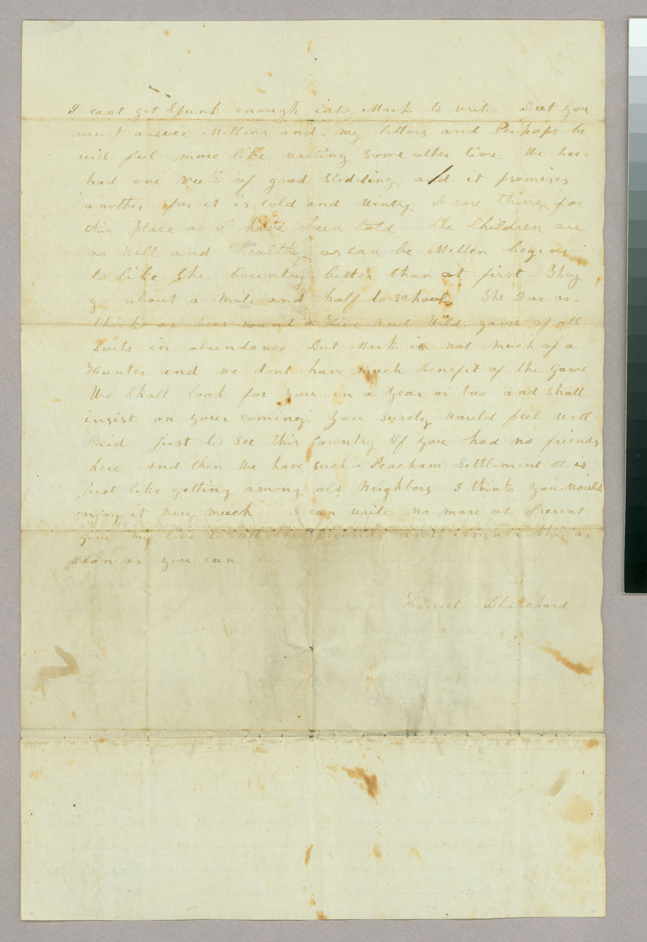 Letter, Harriet Blanchard, Osceola, New York, to &quot;Father and Mother&quot;, Page 2