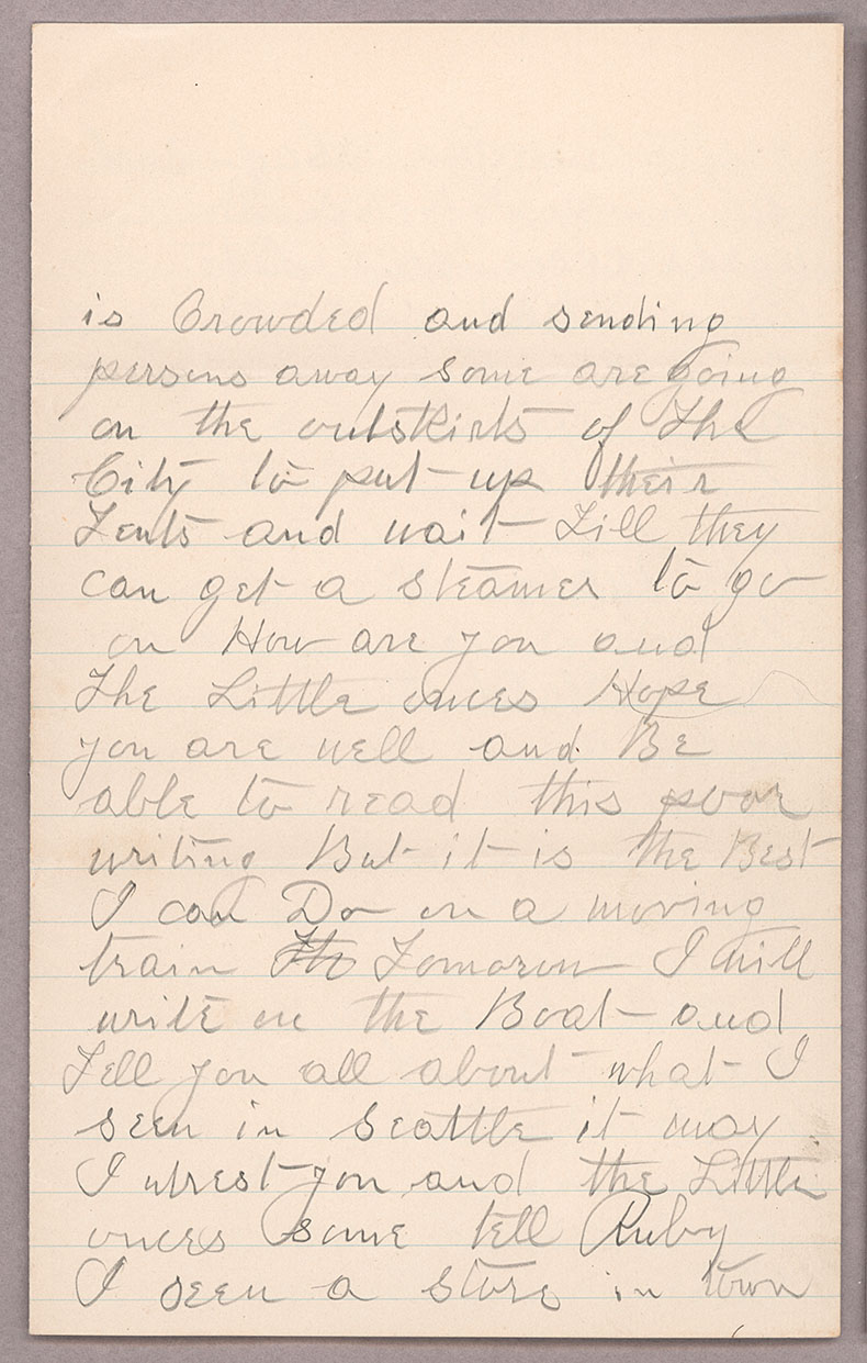 Letter, [John F. Delaney], en route to Seattle, Washington, to Caroline D. Delaney, [Salt Lake City, Utah], Page 5