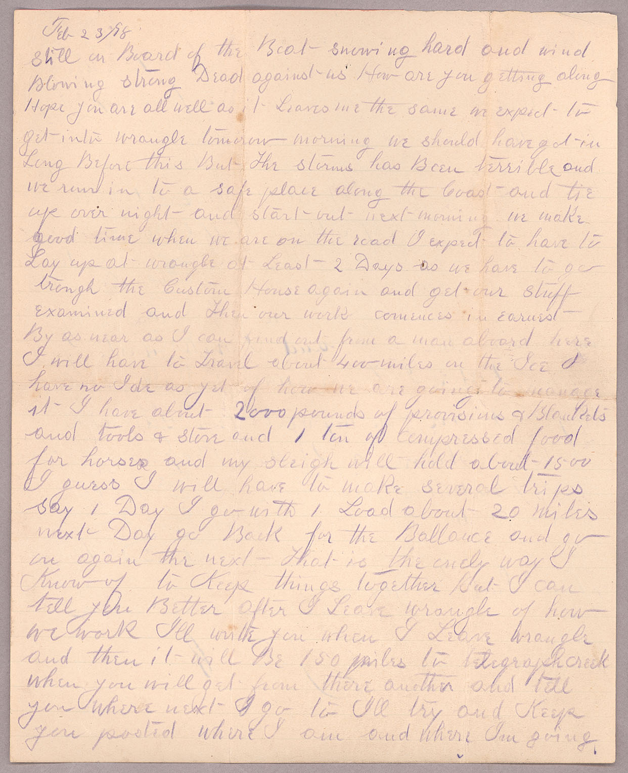Letter, John F. Delaney, en route to Fort Wrangell, Alaska, to Caroline D. Delaney, [Salt Lake City, Utah], Page 5