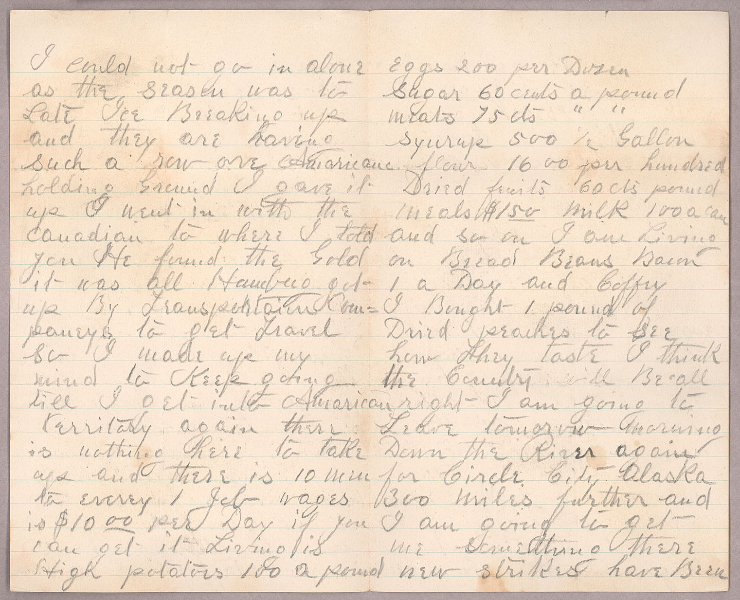 Letter, John F. Delaney, Dawson City, Yukon Territory, to Caroline D. Delaney, [Salt Lake City, Utah], Pages 2-3