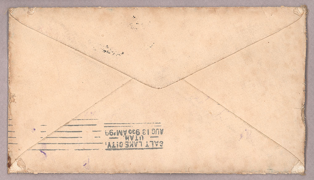 Letter, John F. Delaney, Circle City, Alaska, to Caroline D. Delaney, Salt Lake City, Utah, Envelope, Side 2