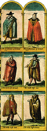 Detail from map showing six people in Irish costume.