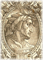 Illustration of Dante in profile.