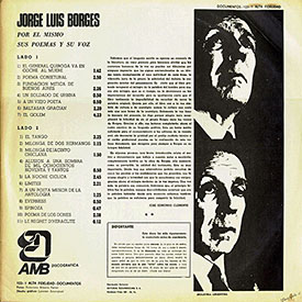 Back cover of album, Jorge Luis Borges por él mismo...