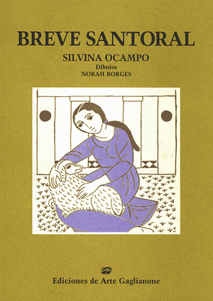 Scan of the cover of Breve santoral, illustrated by Norah Borges.