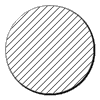 a circle with an all-over diagonal lines pattern, top right to bottom left