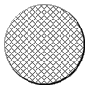 a circle with an all-over cross-hatch pattern, diagonal lines