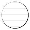 a circle with an all-over horixontal lines pattern