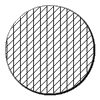 a circle with an all-over cross-hatch pattern, verical and diagonal lines