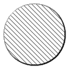 a circle with an all-over diagonal lines pattern, top left to bottom right