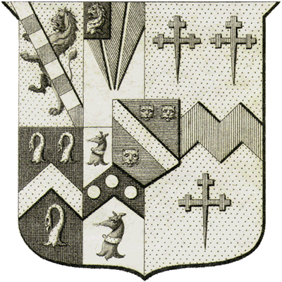 Coat-of-arms of Henry Godfrey Fausett, isolated from bookplate.