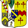 Example 1a, a shield divided verically into two section, showing the marshalling of the arms of a husband and wife.