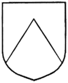 shield divided into two sections by an up and down triangular line from the bottom curve