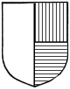 a shield divided in half by a vertical line, with the right half further divide by a horizontal line