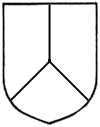 shield divided into three sections by an upside-down Y-shaped line