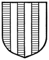 a shield divided into six vertical bands, divided by straight partition lines, with alternating tinctures