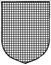 a shield with an all over pattern of crosshatch horizontal and vertical lines