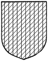 a shield with an all over pattern of crosshatch vertical and diagonal lines
